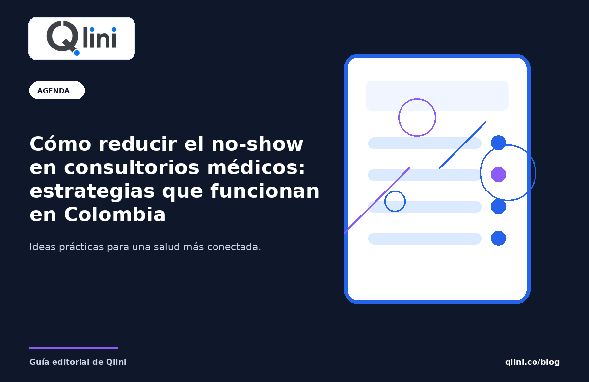 Portada editorial sobre Cómo reducir el no-show en consultorios médicos: estrategias que funcionan en Colombia — Qlini